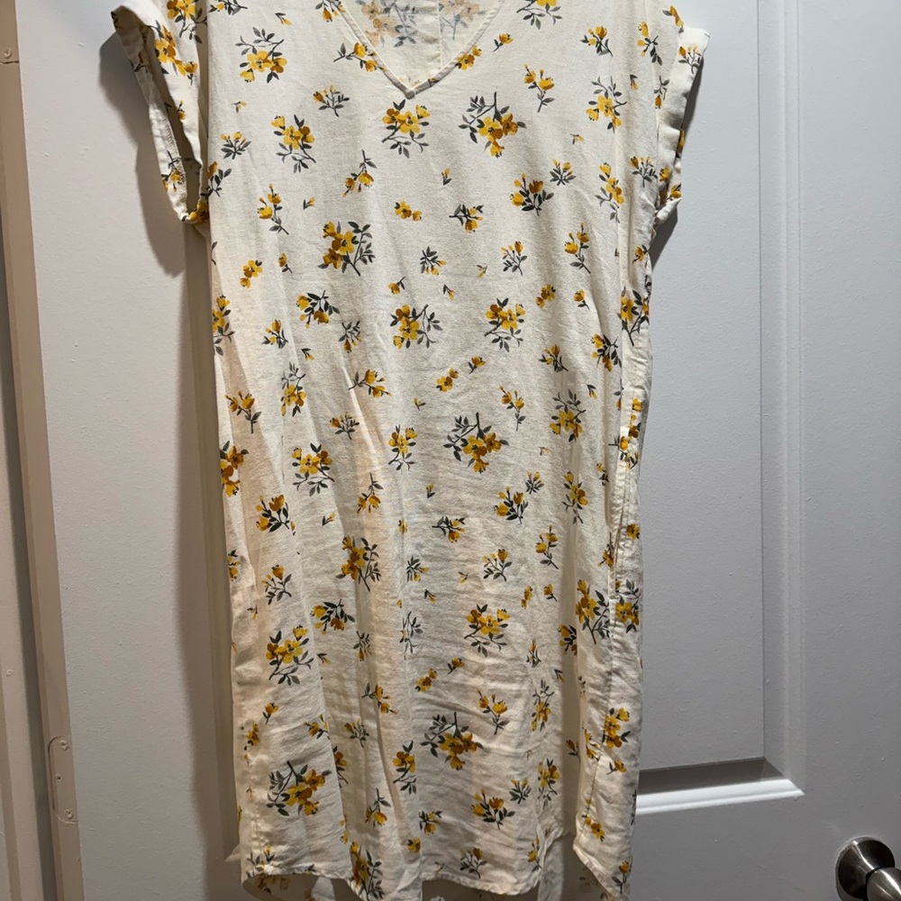 Old Navy Cream Dress with Yellow  Floral Design
